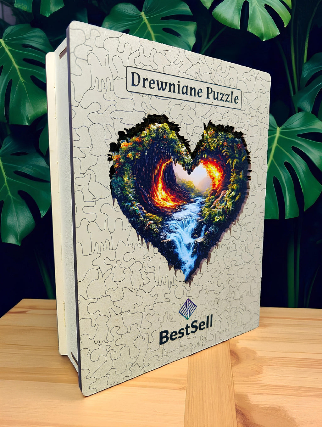 Puzzle Drewniane Serce Krajobraz