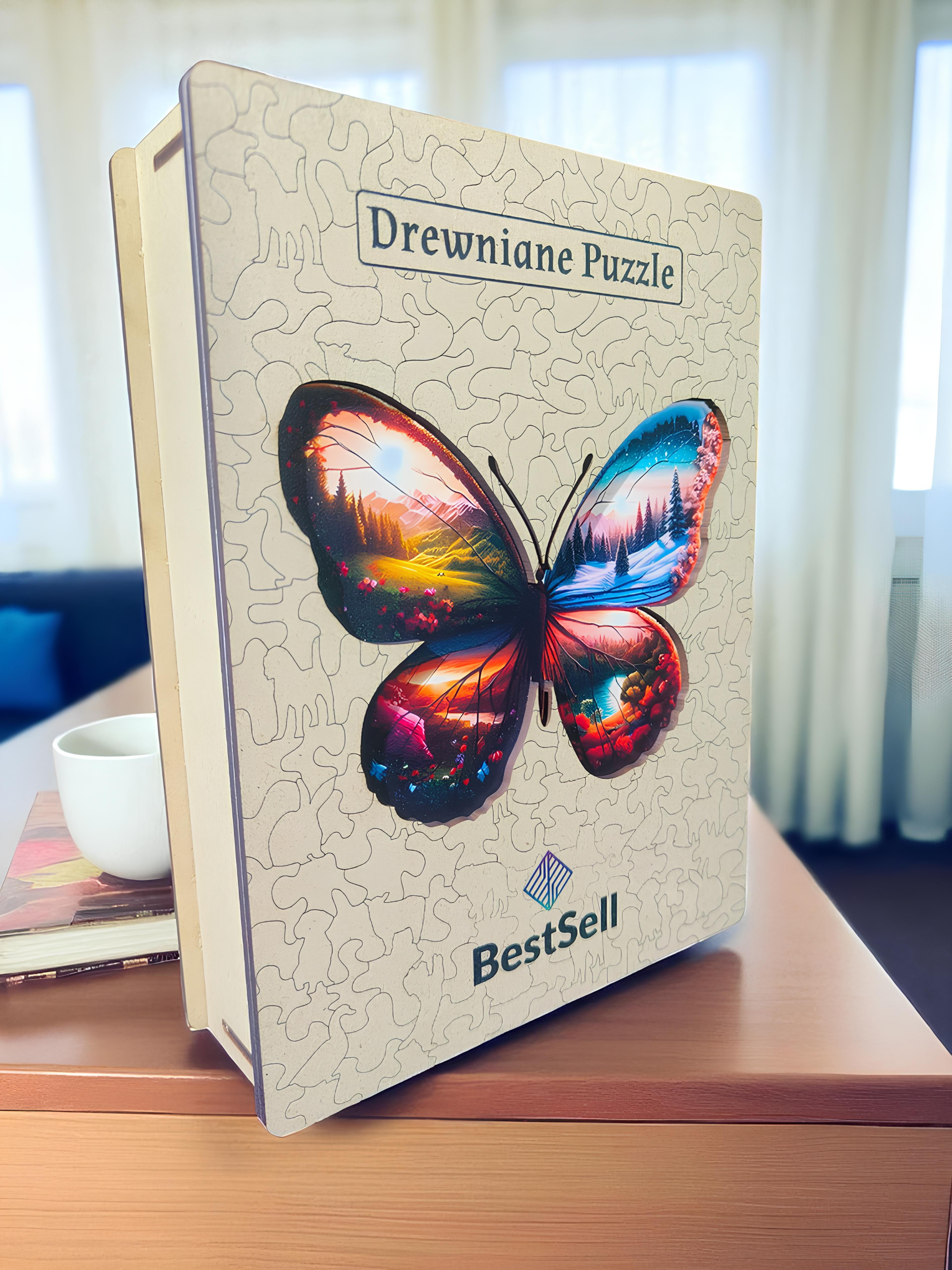 PUZZLE DREWNIANE MOTYL CZTERY PORY ROKU - PUZZLE ZWIERZĘTA UKŁADANKA DLA DZIECI DOROSŁYCH