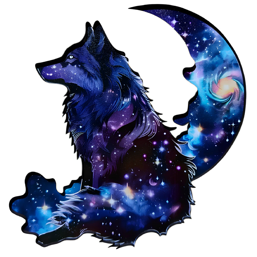 Puzzle Drewniane Wilk w Nocy