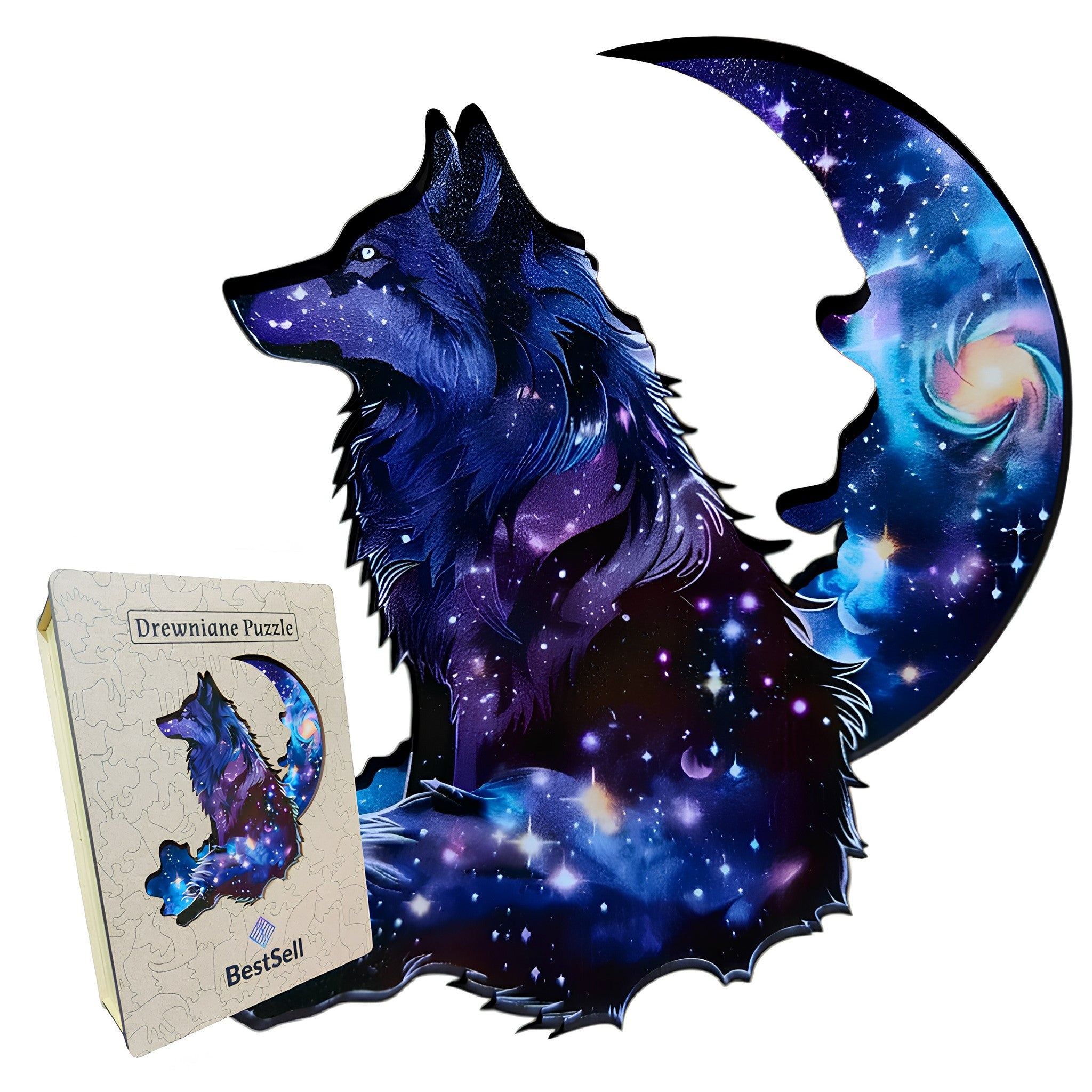 Puzzle Drewniane Wilk w Nocy