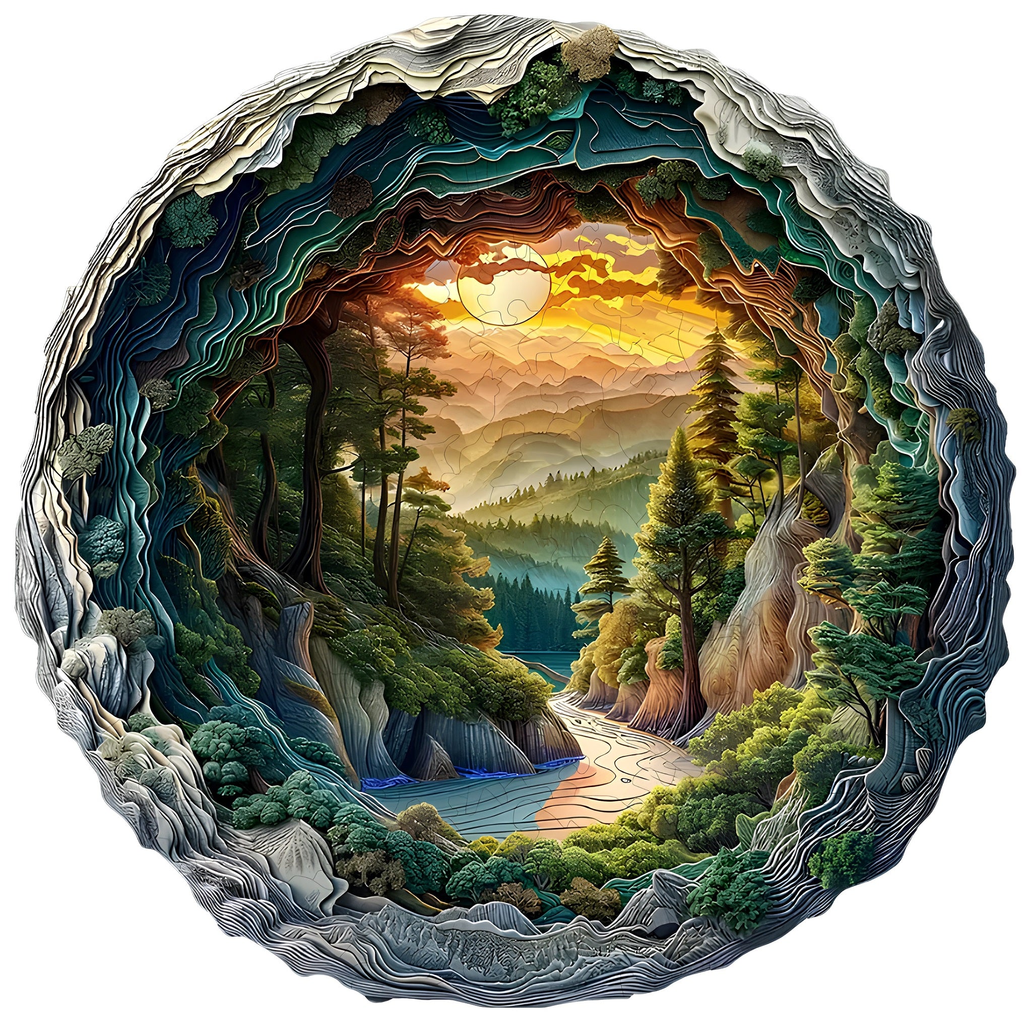 Puzzle Drewniane Krajobraz o Zachodzie Słońca