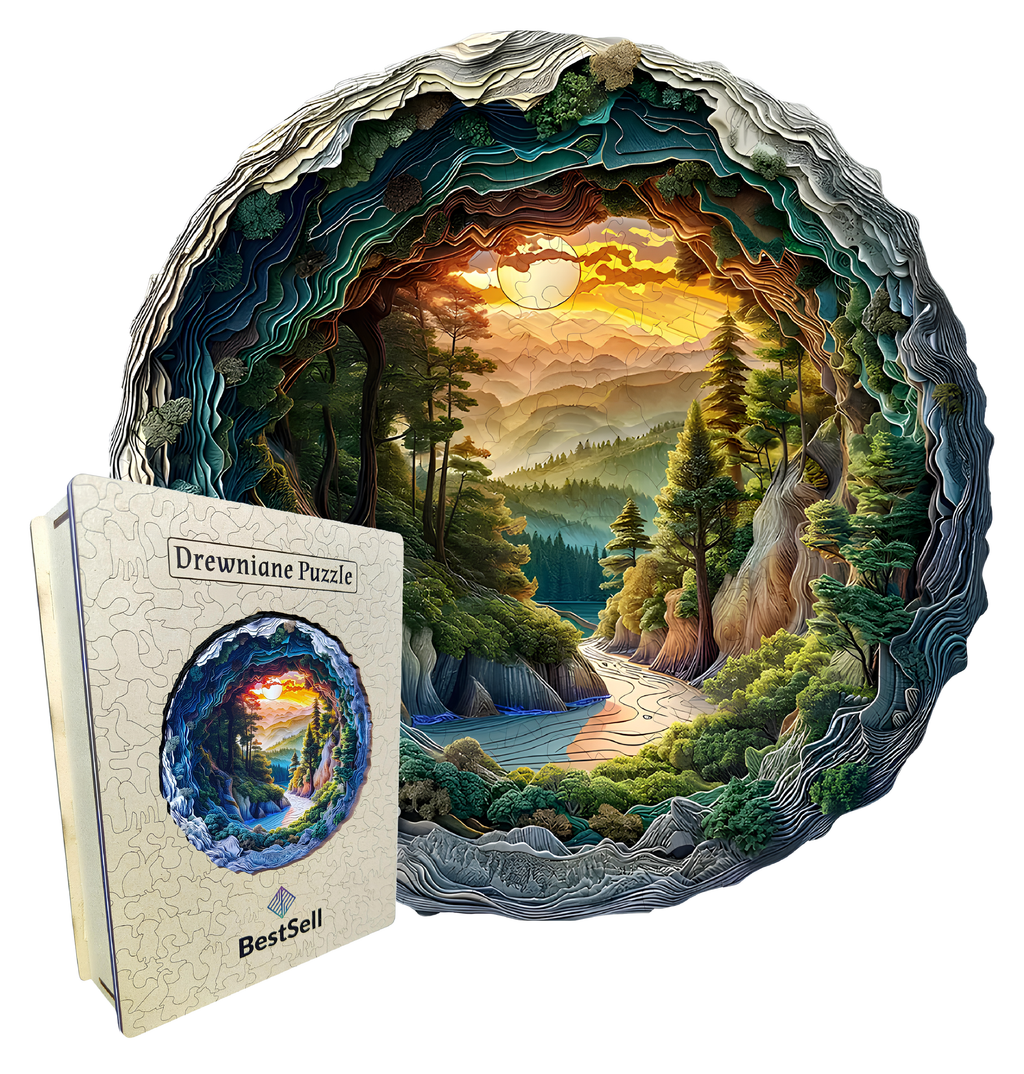DREWNIANE PUZZLE BESTSELL KRAJOBRAZ NATURA LAS - UKŁADANKA PREZENT DLA DOROSŁYCH MAMY TATY